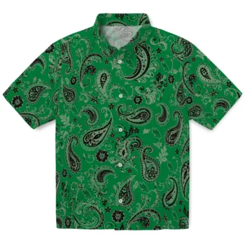 North Texas Mean Green Hawaiian Shirt - Paisley Print Green