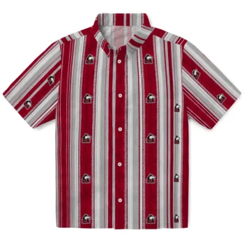 Northern Illinois Huskies Hawaiian Shirt - Distressed Stripes Red Silver