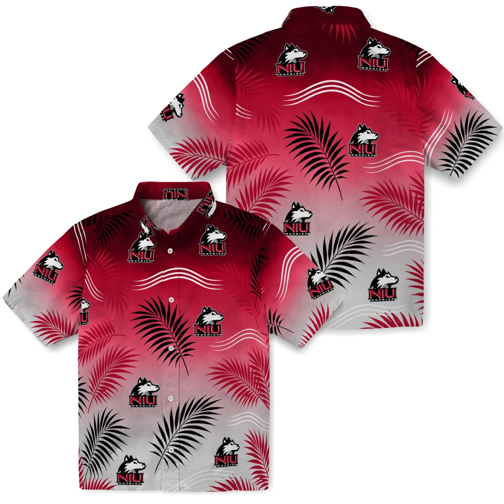 northern-illinois-huskies-hawaiian-shirt-customized-ombre-fronds-red-high-quality.webp