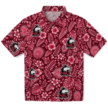 Northern Illinois Huskies Hawaiian Shirt - Crystal Foliage Red