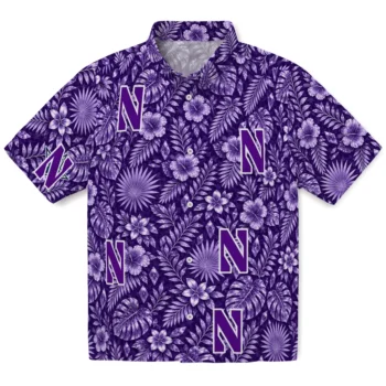 Northwestern Wildcats Hawaiian Shirt - Crystal Foliage Purple