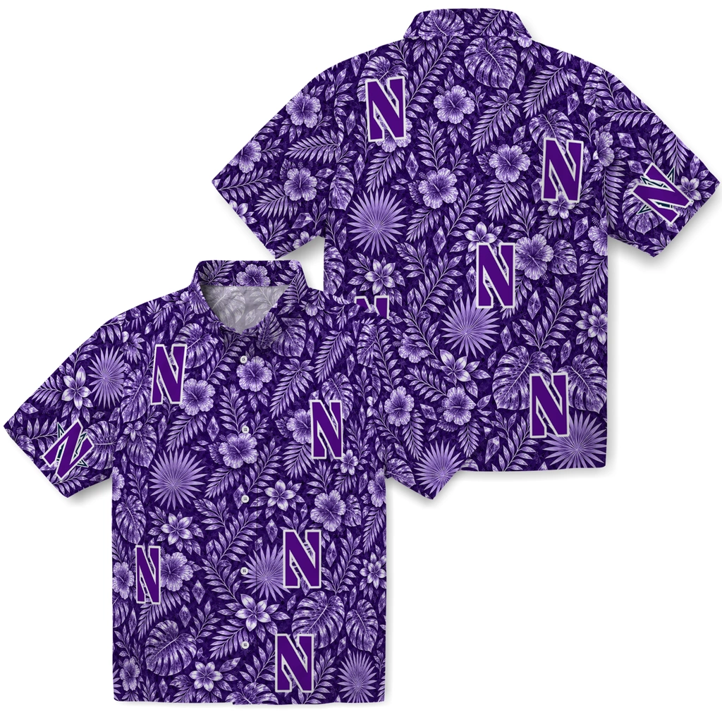 northwestern-wildcats-hawaiian-shirt-custom-crystal-foliage-purple-high-quality.webp