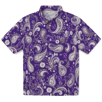 Northwestern Wildcats Hawaiian Shirt - Paisley Print Purple
