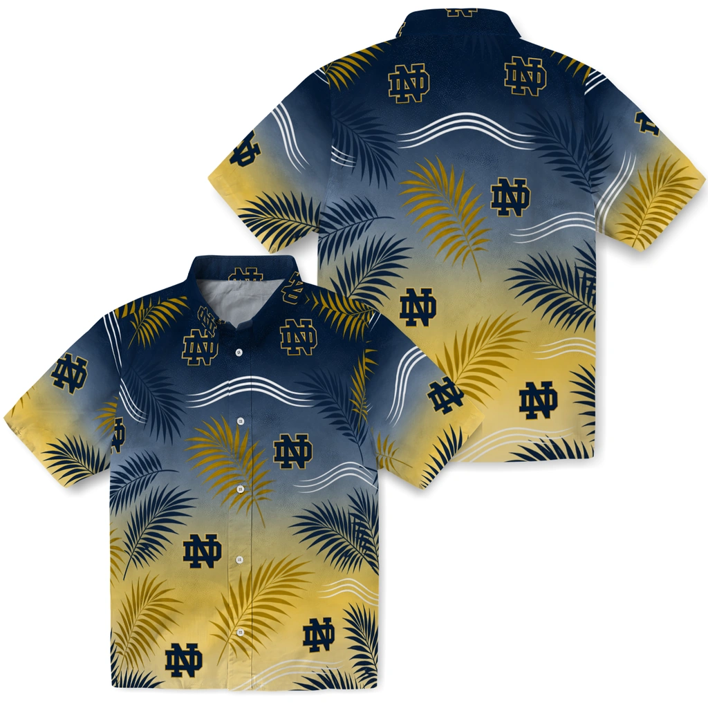 notre-dame-fighting-irish-hawaiian-shirt-custom-ombre-fronds-navy-high-quality.webp