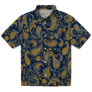 Notre Dame Fighting Irish Hawaiian Shirt - Paisley Print Navy