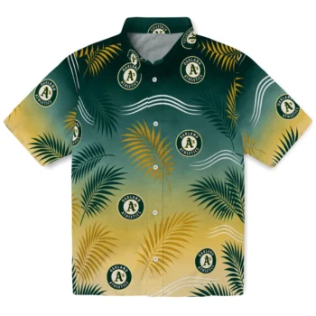 Oakland Athletics Hawaiian Shirt - Ombre Fronds Green