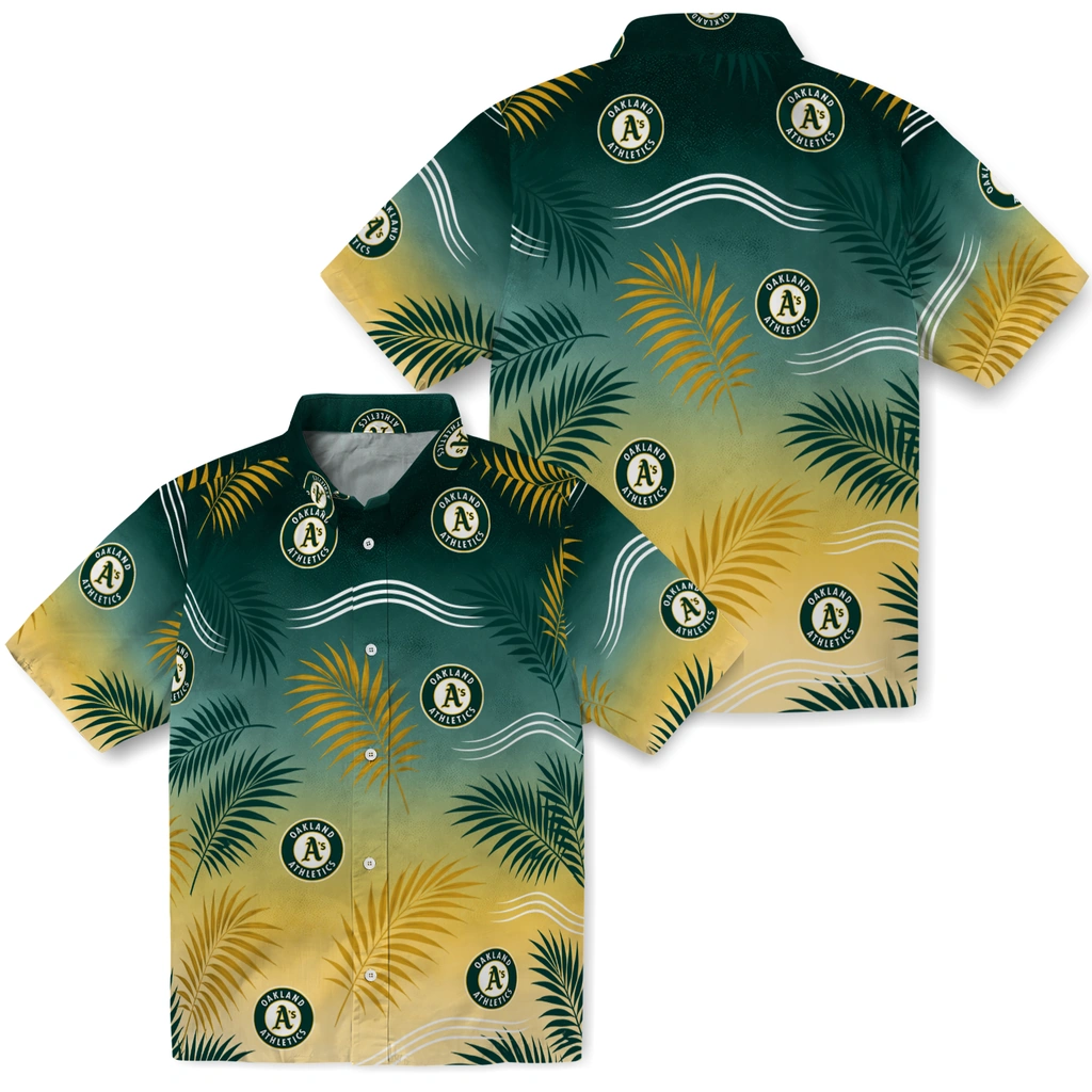 oakland-athletics-hawaiian-shirt-personalized-ombre-fronds-green-high-quality.webp