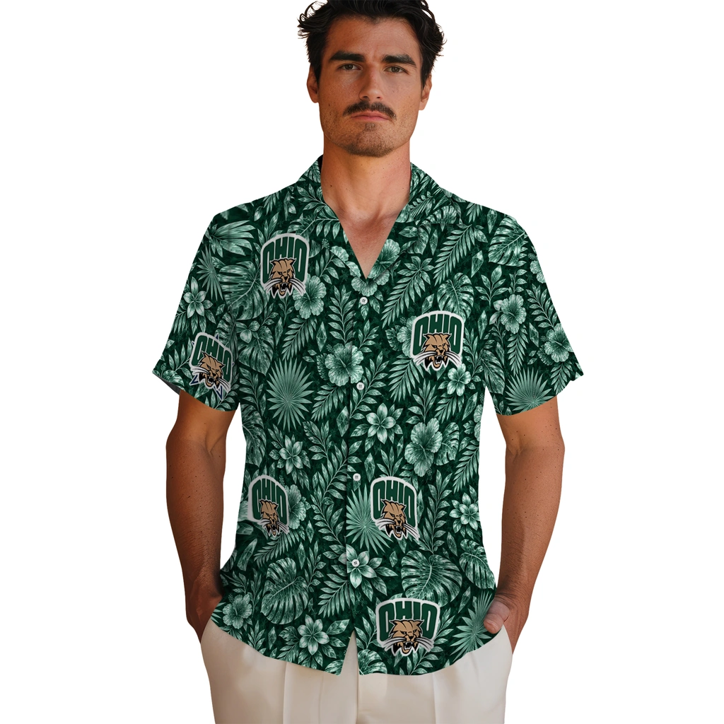 ohio-bobcats-hawaiian-shirt-custom-crystal-foliage-green-fashion-forward.webp