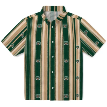 Ohio Bobcats Hawaiian Shirt - Distressed Stripes Green Tan