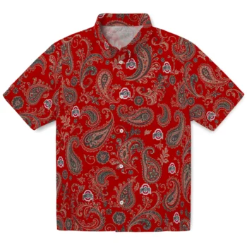 Ohio State Buckeyes Hawaiian Shirt - Paisley Print Scarlet