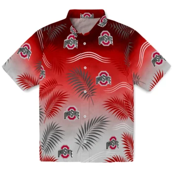Ohio State Buckeyes Hawaiian Shirt - Ombre Fronds Scarlet