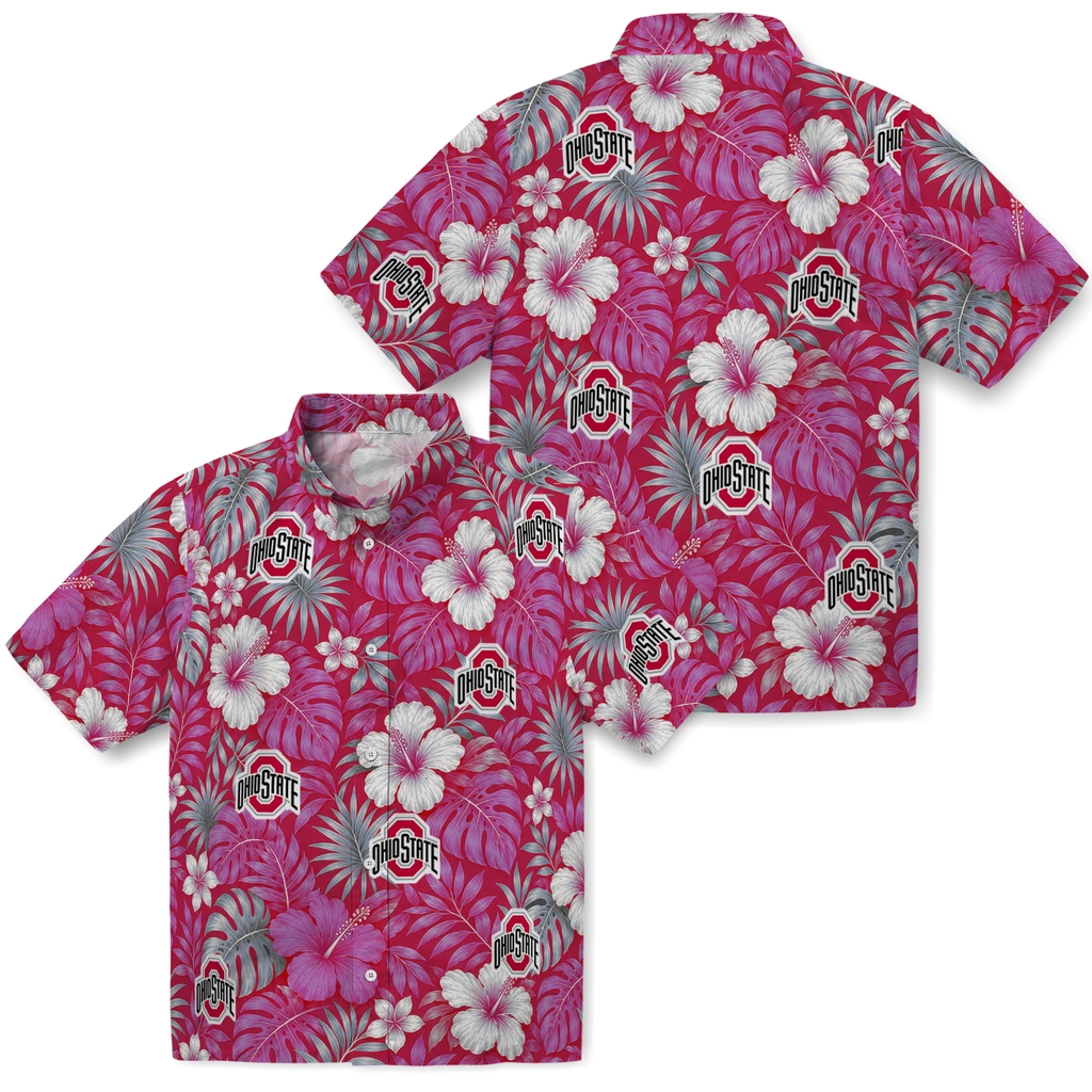 ohio-state-buckeyes-hawaiian-shirt-personalized-hibiscus-monstera-scarlet-high-quality.webp