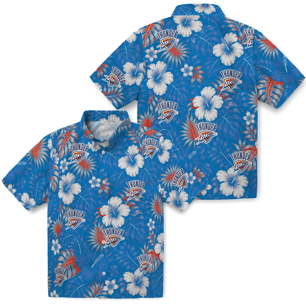 oklahoma-city-thunder-hawaiian-shirt-custom-hibiscus-monstera-blue-high-quality.webp