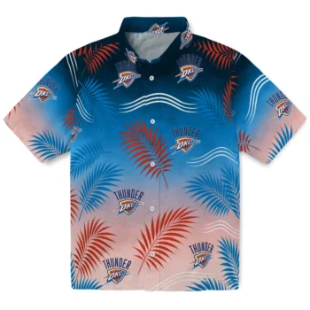 Oklahoma City Thunder Hawaiian Shirt - Ombre Fronds Blue