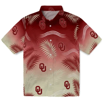 Oklahoma Sooners Hawaiian Shirt - Ombre Fronds Crimson