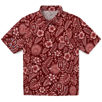 Oklahoma Sooners Hawaiian Shirt - Crystal Foliage Crimson