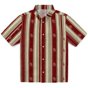 Oklahoma Sooners Hawaiian Shirt - Distressed Stripes Crimson Cream