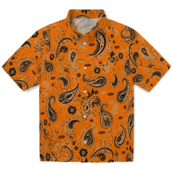 Oklahoma State Cowboys Hawaiian Shirt - Paisley Print Orange