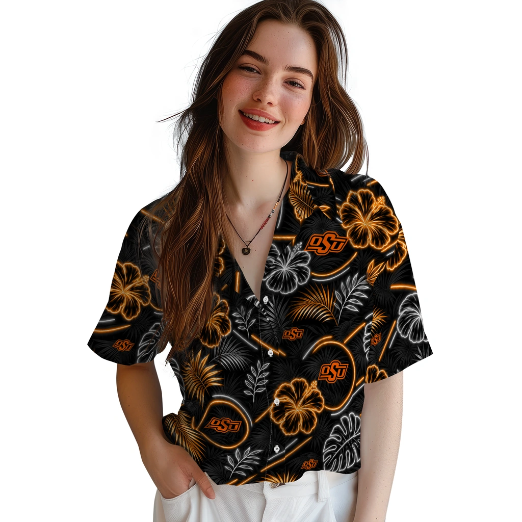 oklahoma-state-cowboys-hawaiian-shirt-personalized-neon-florals-black-latest-model.webp