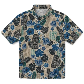 Old Dominion Monarchs Hawaiian Shirt - Tiki Masks Warm Beige