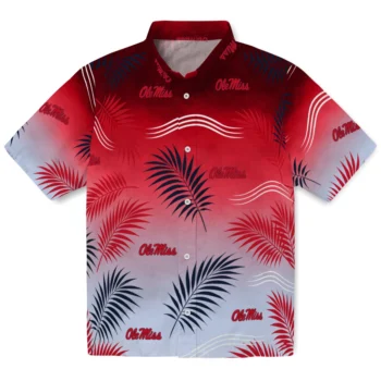 Ole Miss Rebels Hawaiian Shirt - Ombre Fronds Red