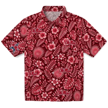 Ole Miss Rebels Hawaiian Shirt - Crystal Foliage Red