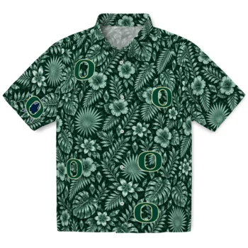 Oregon Ducks Hawaiian Shirt - Crystal Foliage Green