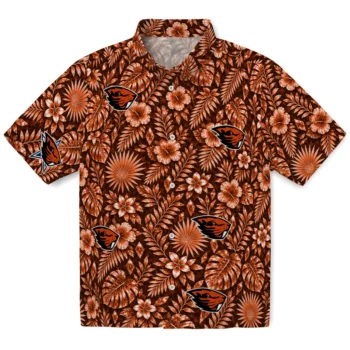 Oregon State Beavers Hawaiian Shirt - Crystal Foliage Orange
