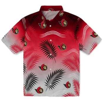 Ottawa Senators Hawaiian Shirt - Ombre Fronds Red