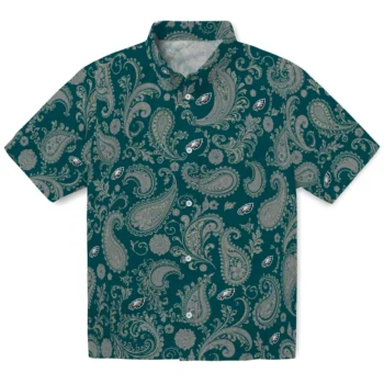 Philadelphia Eagles Hawaiian Shirt - Paisley Print Green