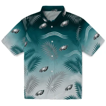Philadelphia Eagles Hawaiian Shirt - Ombre Fronds Green