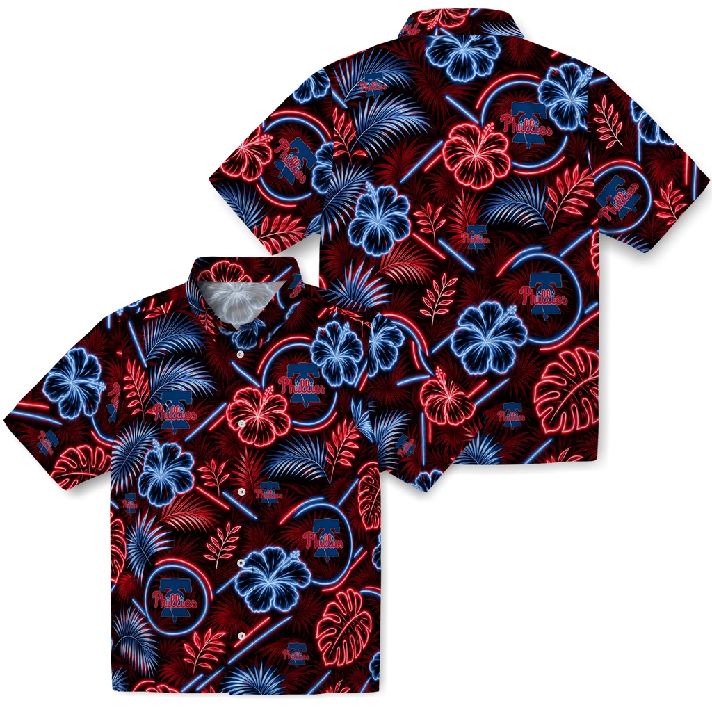 philadelphia-phillies-hawaiian-shirt-custom-neon-florals-black-high-quality.webp