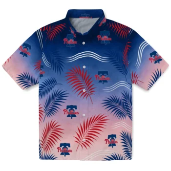 Philadelphia Phillies Hawaiian Shirt - Ombre Fronds Blue