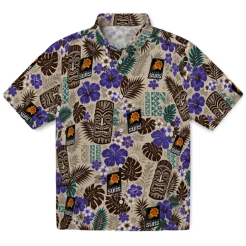 Phoenix Suns Hawaiian Shirt - Tiki Masks Warm Beige