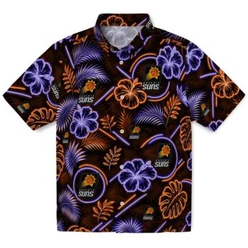 Phoenix Suns Hawaiian Shirt - Neon Florals Black