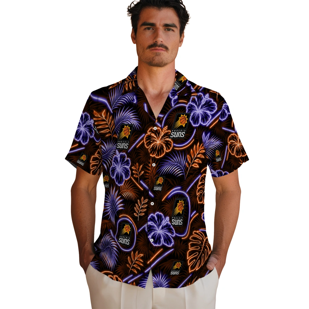 phoenix-suns-hawaiian-shirt-personalized-neon-florals-black-fashion-forward.webp