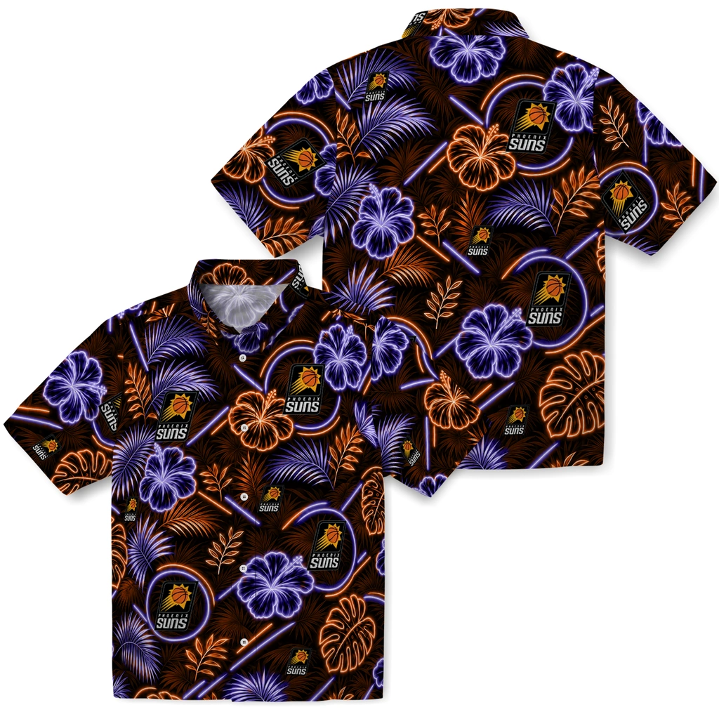 phoenix-suns-hawaiian-shirt-personalized-neon-florals-black-high-quality.webp
