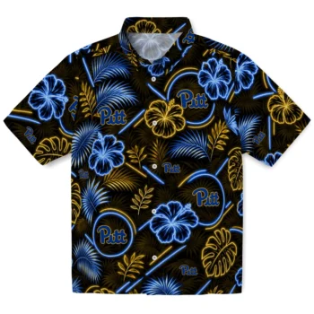 Pittsburgh Panthers Hawaiian Shirt - Neon Florals Black
