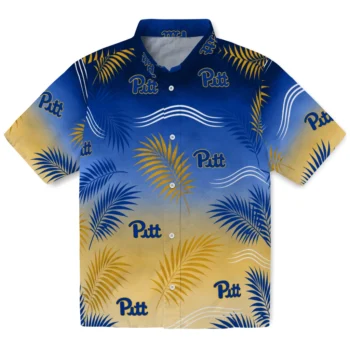 Pittsburgh Panthers Hawaiian Shirt - Ombre Fronds Royal Blue