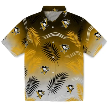Pittsburgh Penguins Hawaiian Shirt - Ombre Fronds Yellow