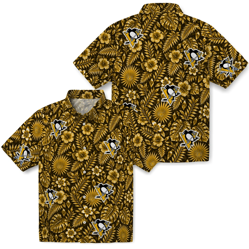 pittsburgh-penguins-hawaiian-shirt-personalized-crystal-foliage-yellow-high-quality.webp