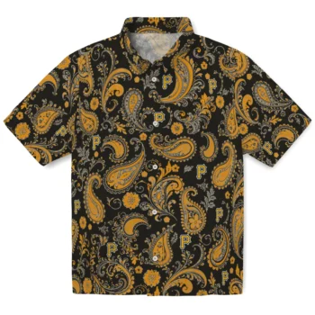 Pittsburgh Pirates Hawaiian Shirt - Paisley Print Black