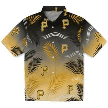 Pittsburgh Pirates Hawaiian Shirt - Ombre Fronds Black