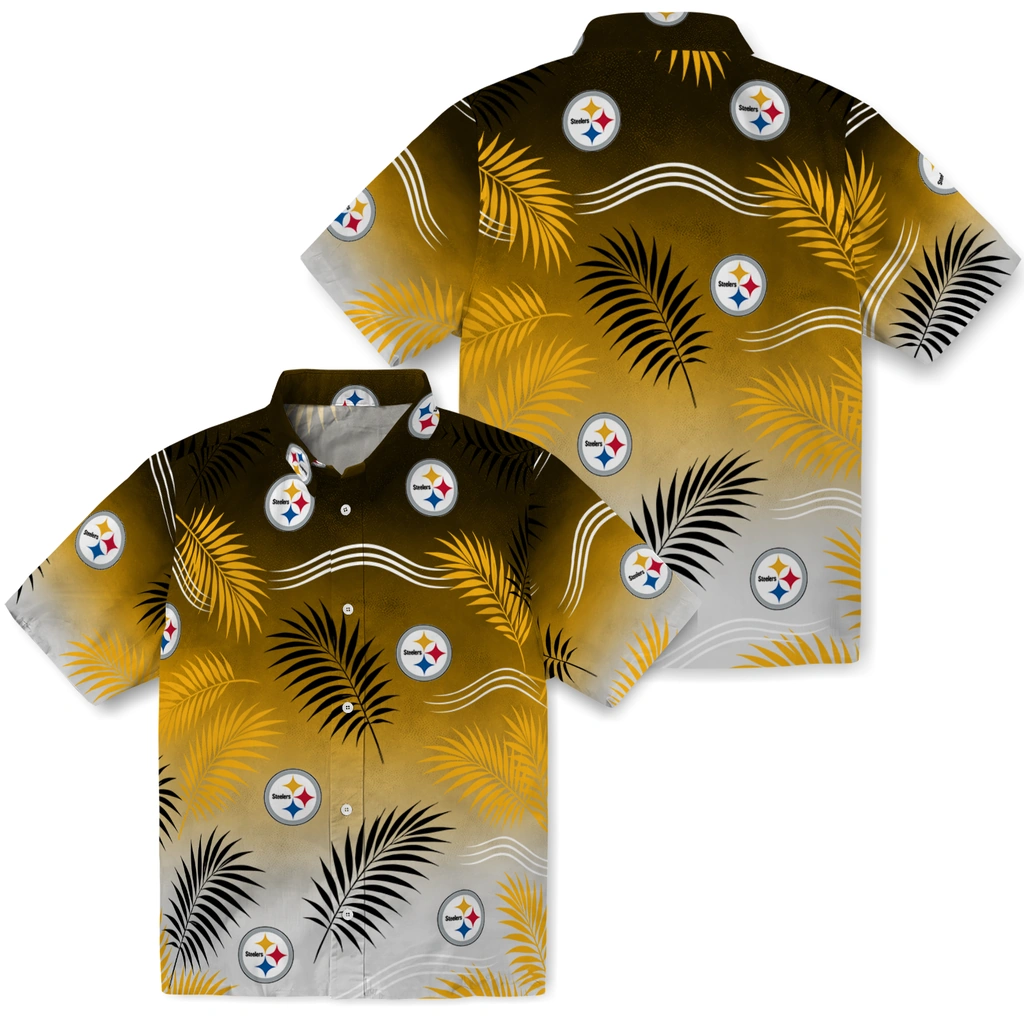 pittsburgh-steelers-hawaiian-shirt-custom-ombre-fronds-gold-high-quality.webp