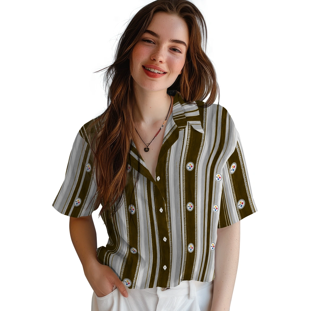 pittsburgh-steelers-hawaiian-shirt-personalized-distressed-stripes-gold-black-latest-model.webp