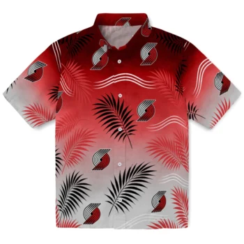 Portland Trail Blazers Hawaiian Shirt - Ombre Fronds Red