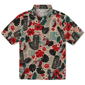 Portland Trail Blazers Hawaiian Shirt - Tiki Masks Warm Beige