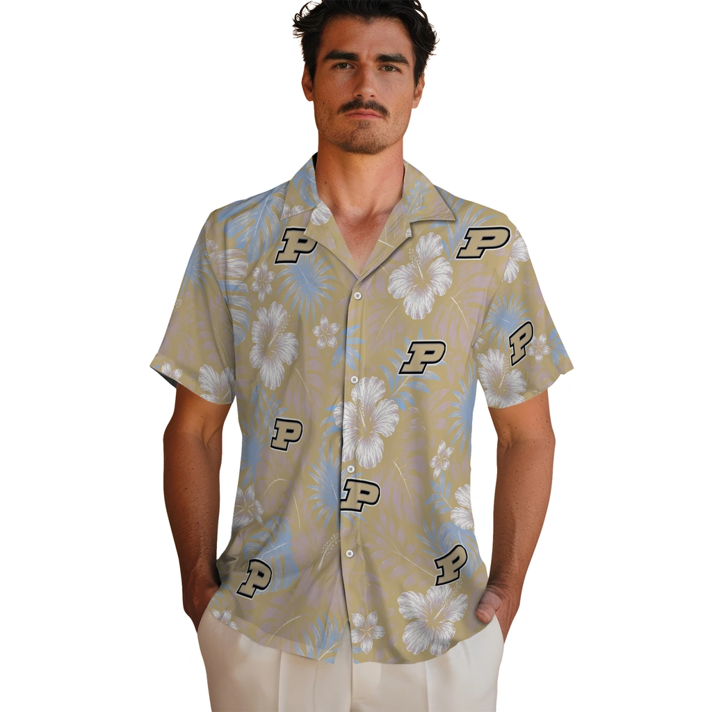 purdue-boilermakers-hawaiian-shirt-customized-hibiscus-monstera-gold-fashion-forward.webp