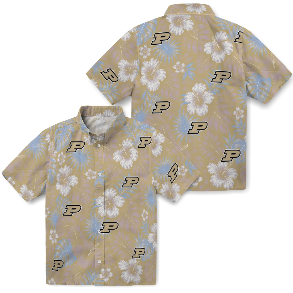 purdue-boilermakers-hawaiian-shirt-customized-hibiscus-monstera-gold-high-quality.webp