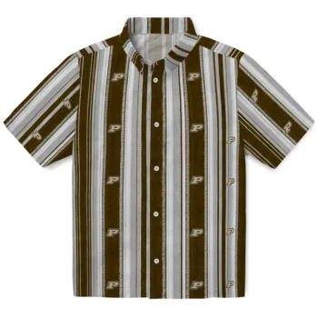 Purdue Boilermakers Hawaiian Shirt - Distressed Stripes Gold Black